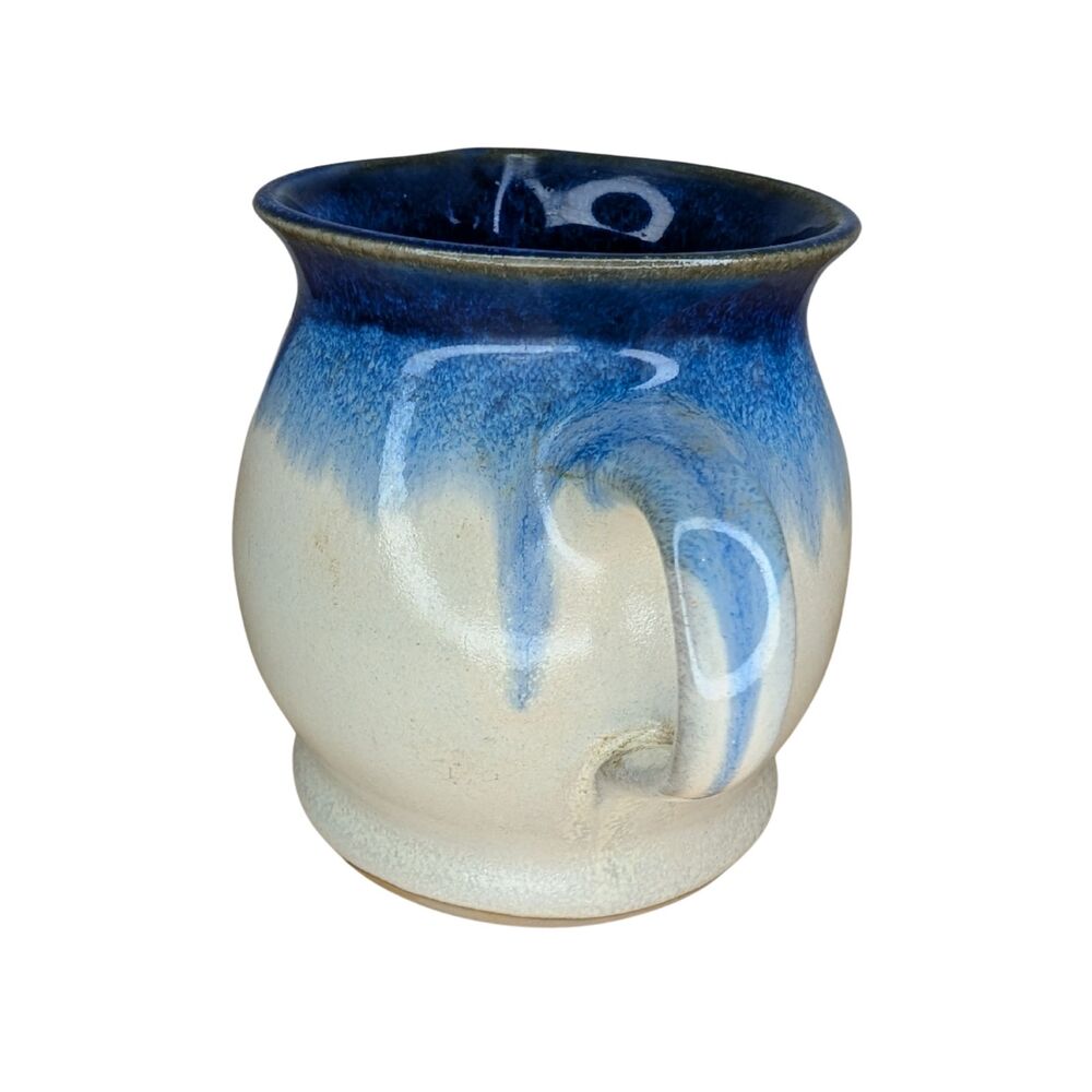 Pigeon River Pottery Small Stoneware Creamer Pitcher 2002 Blue Cream Ombre